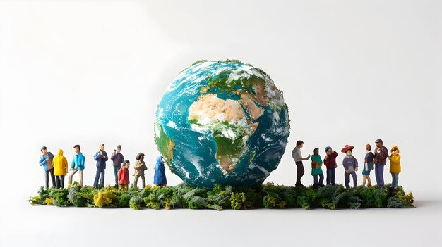 Desarrollando planes de proyectos de cambio climático con íconos planos 3D Gente y Tierra para la creatividad y la conciencia