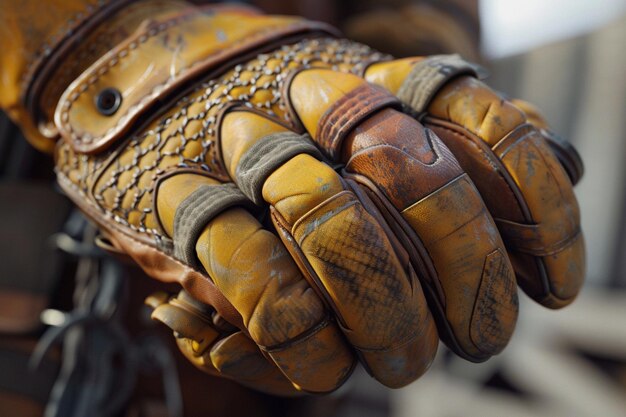 Foto desarrollar guantes de trabajo de cuero para trabajos pesados con ai generativa de refuerzo