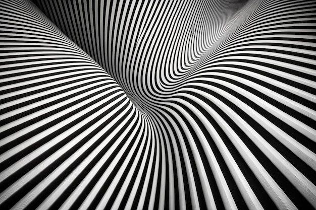 Desarrollar un sorprendente patrón de líneas abstractas en blanco y negro que se centre en el contraste y la simplicidad