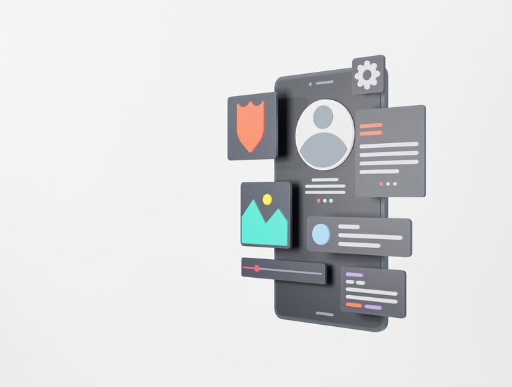 Foto desarrollo de aplicaciones y renderizado 3d del concepto de diseño uiux
