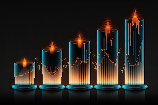 Desarrollo de inversiones financieras en forma de gráfico de velas de inversión estándar