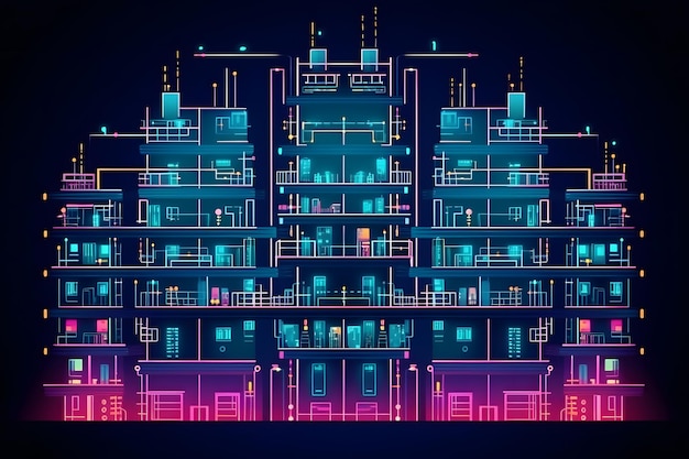 Desarrollo de sistemas informáticos de arquitectura de edificios inteligentes diseño de edificios modernos construcción