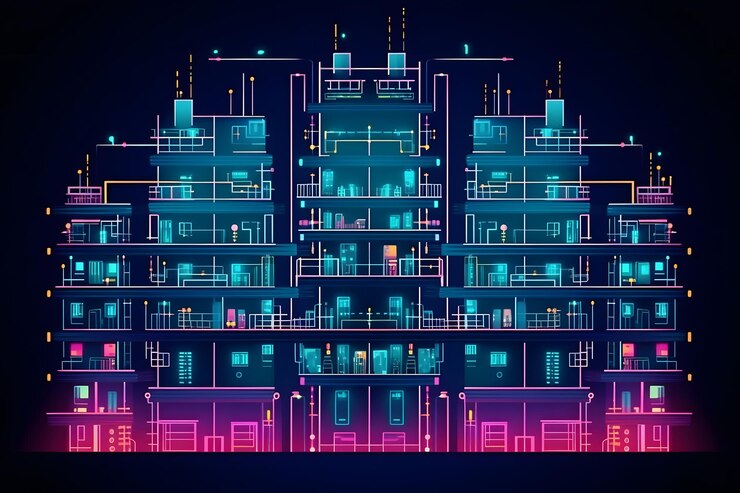 Foto desarrollo de sistemas informáticos de arquitectura de edificios inteligentes diseño de edificios modernos construcción