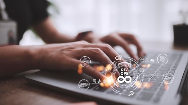 Desarrollo de software de concepto DevOps y operaciones de TI programación ágil