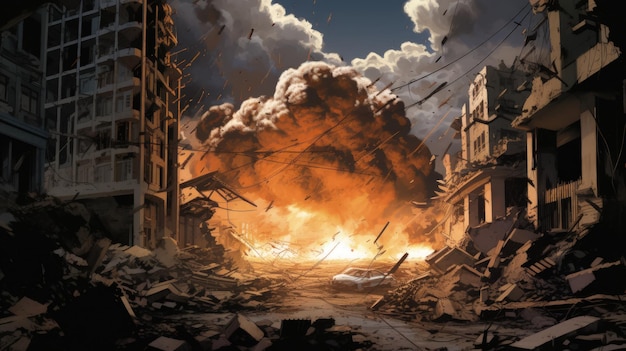 Desastre épico de terremoto Destruição de danos e ruínas da cidade IA generativa