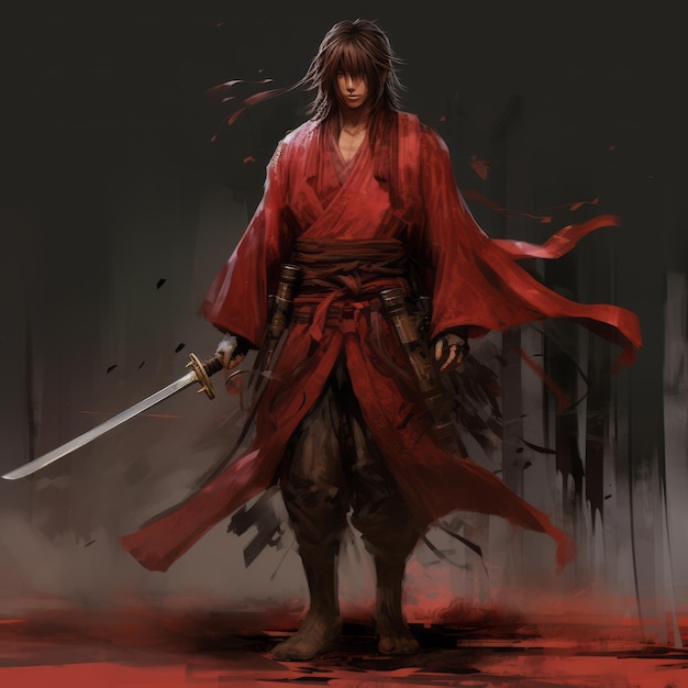 Foto desatar la habilidad de espada del samurai de todo el cuerpo kenshin himura en rurouni kenshin