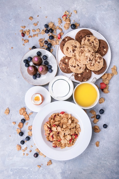 Desayuno casero de cereales.