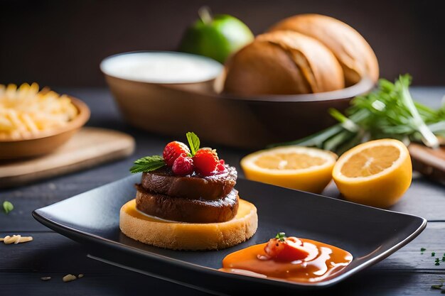 un desayuno de comida con un plato de comida