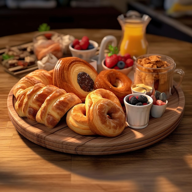 Foto desayuno croassant