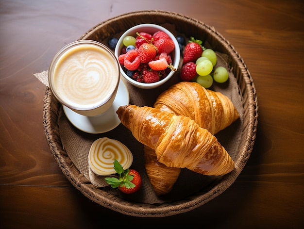 Desayuno gourmet en una bandeja