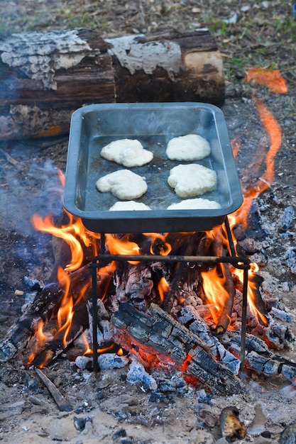 Desayuno en la hoguera