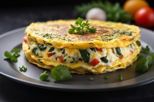 Foto desayuno huevo tortilla con los mejores sabores y verduras