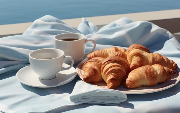 Desayuno de lujo frente al mar tropical