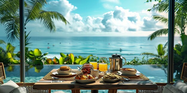 Foto desayuno de lujo en una habitación de hotel