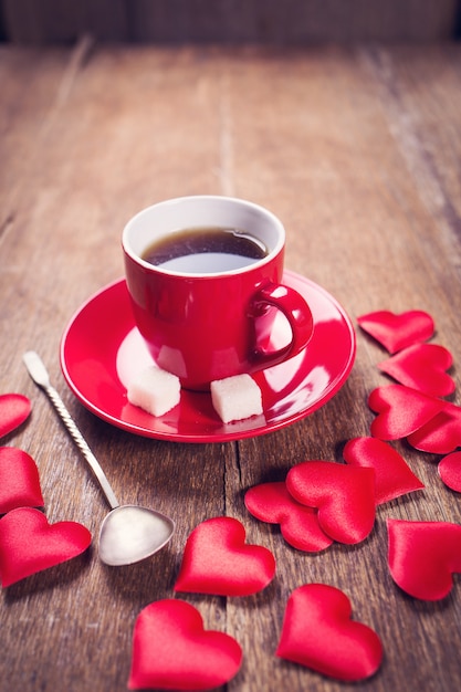 Foto desayuno de la mañana para el día de san valentín.