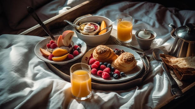 desayuno en la mesa de comedor