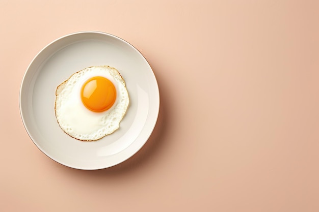 desayuno minimalista huevo frito aislado con espacio minimalista en blanco
