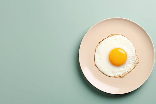 desayuno minimalista huevo frito aislado con espacio minimalista en blanco