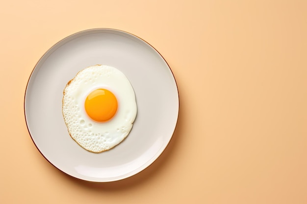 desayuno minimalista huevo frito aislado con espacio minimalista en blanco