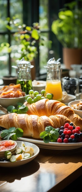 desayuno repartido en un restaurante de hotel de lujo