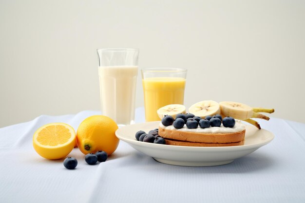 Desayuno saludable en la mesa de la cocina