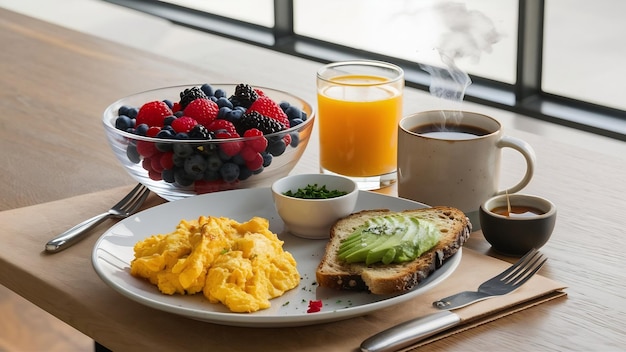 Desayuno saludable en la mesa