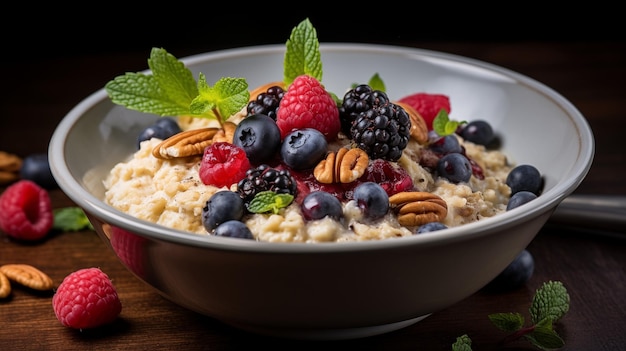 desayuno saludable con muesli y bayas muesli de granola fresco con yogur y bayas primer plano