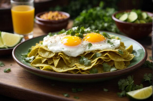 Foto desayuno tradicional de chilaquiles verdes