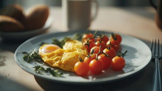Desayuno tradicional con huevos Ilustración AI GenerativexA