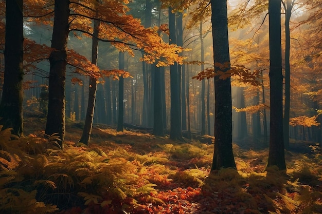 Foto desbaste nas florestas de outono