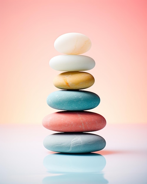 Foto desbloquear el equilibrio dominar el arte del zen apilar piedras una guía de meditación