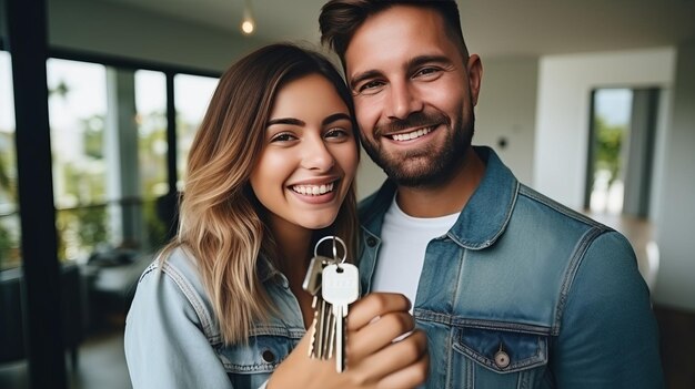 Foto desbloquear novos começos mão adulta segurando a chave de uma nova casa