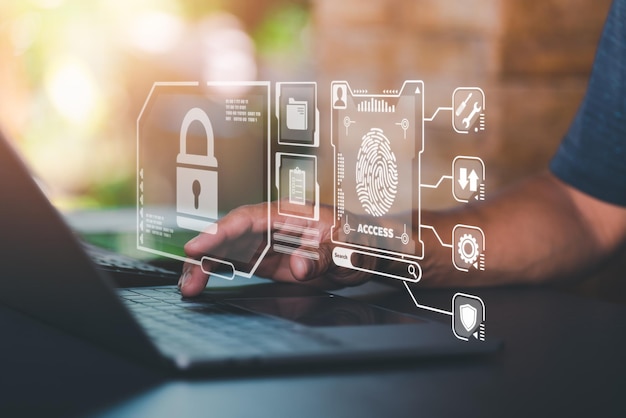 Desbloqueo de seguridad digital o conceptos de encriptación autorización de inicio de sesión segura seguridad de Internet