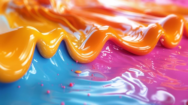 Desbordamiento de pintura fondo abstracto multicolor con gotas de aceite y agua