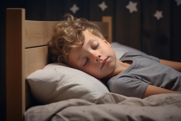 Descansa en paz un niño abrazado por dulces sueños y amor tierno