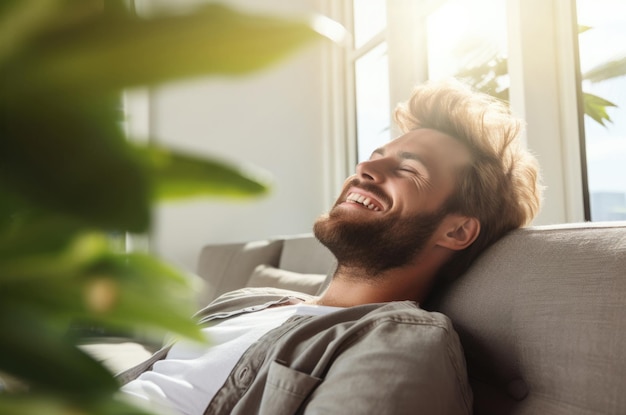 descansando en casa en el sofá relajándose y sin hacer nada concepto