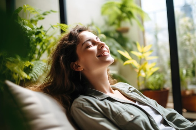 descansar en casa en el sofá relajarse y no hacer nada concepto