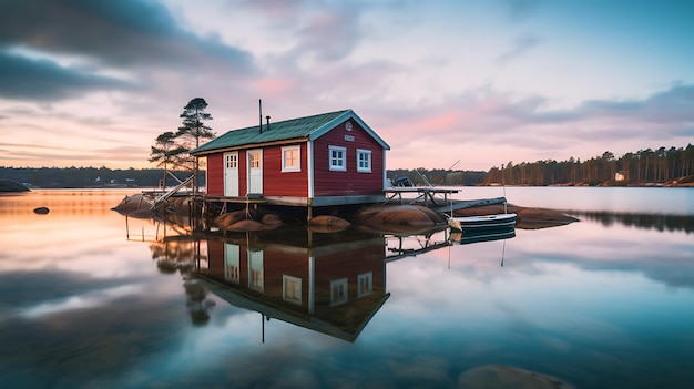 Descanse no lago Abraçando a essência da simplicidade em Travel AI Generative