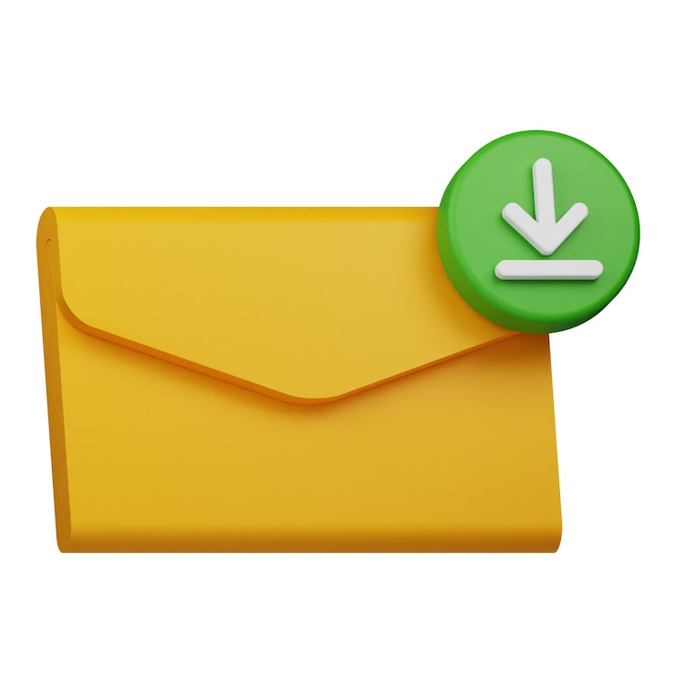 Foto descarga de correo electrónico icono 3d aislado en el fondo blanco