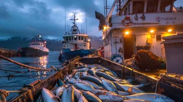 Descarga de peixes do barco