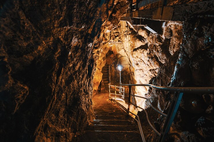 Descenso a cuevas de piedra caliza para visitas espeleológicas.