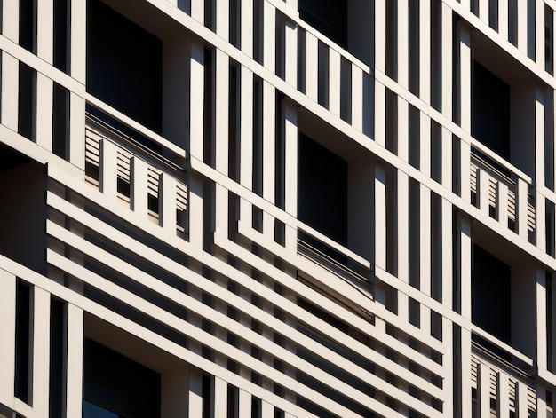Descobrindo a beleza abstrata de uma fachada de prédio estilo Bauhaus com seus padrões geométricos