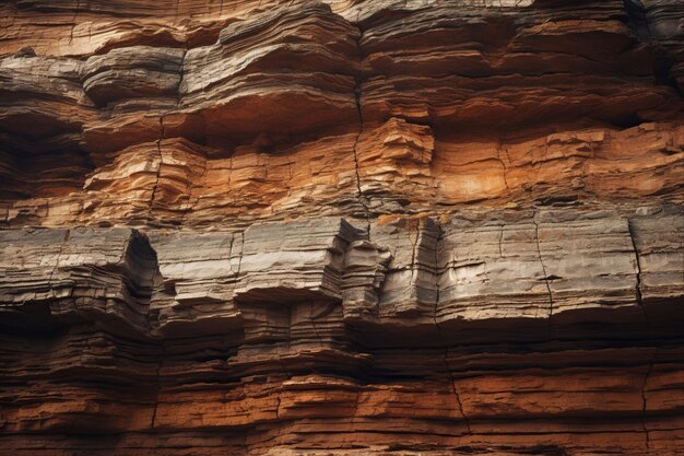 Foto descobrindo a cápsula do tempo da natureza as majestosas rochas estratificadas de uma face de penhasco