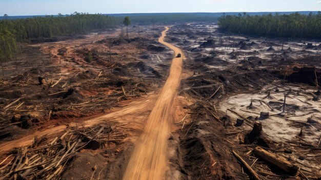 Foto descobrindo a devastação das minas ilegais na floresta amazônica ao longo da rodovia br 364 em ro