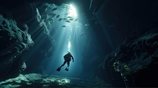 Descobrindo as Maravilhas do Mundo Subaquático Scuba Diver Exploration Generative ai