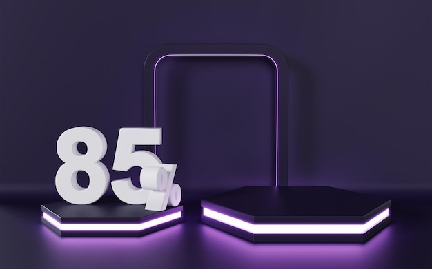 Desconto de 85% no palco de luz neon com fundo roxo