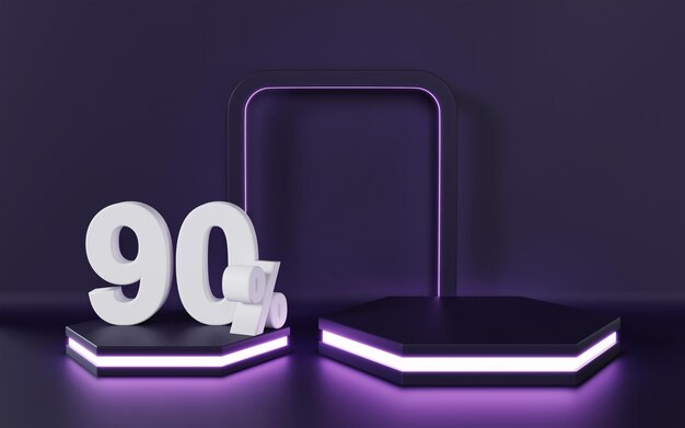 Desconto de 90% no palco de luz neon com fundo roxo