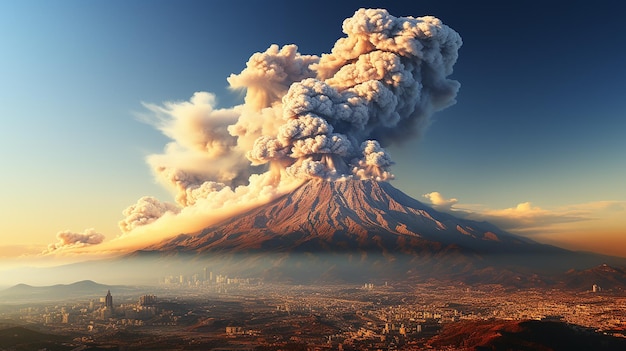 Descripción general del volcán Etna durante la erupción del 16 de febrero de 2020