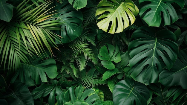 Descubra a encantadora beleza exuberante das folhas da natureza numa floresta tropical verde