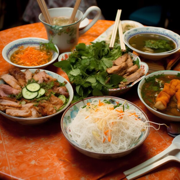 Foto descubra as delícias da culinária vietnamita uma viagem culinária através de sabores vibrantes e tradições